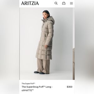 Aritzia SuperSnug Long Puffer in Beige